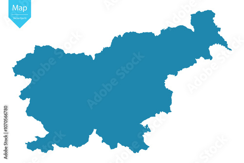 Abstract - High Detailed blue Map of Slovenia isolated on white background. for your web site design map logo, app, Travel. Vector illustration eps10.	
