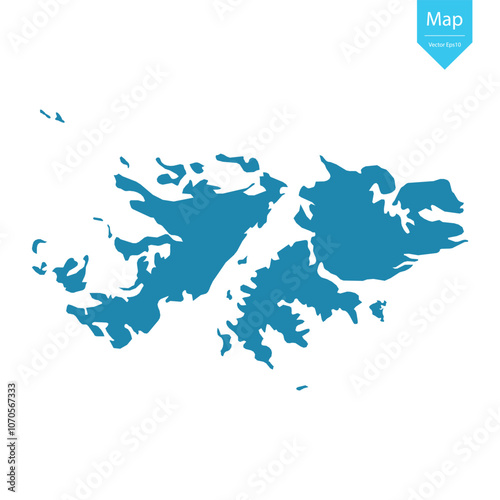 Abstract - High Detailed blue Map of Falkland Islands isolated on white background. for your web site design map logo, app, Travel. Vector illustration eps10.	
