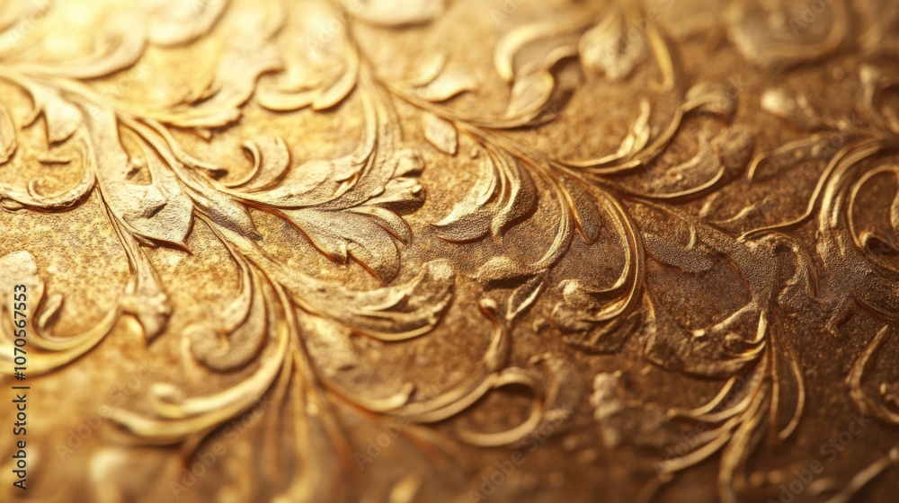 A close-up image of ornate gold patterns with intricate detailing, showcasing a luxurious texture and design. A close-up image of ornate gold patterns with intricate detailing, showcasing a luxurious texture and design.