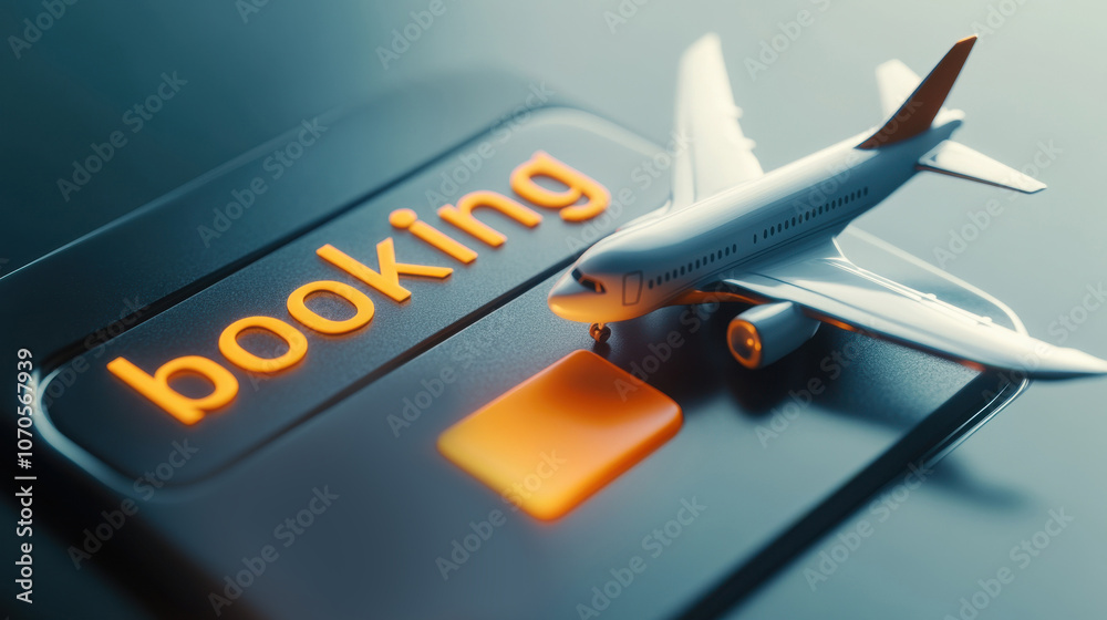 airplane on button enter key with a booking airplane on button enter key with a booking