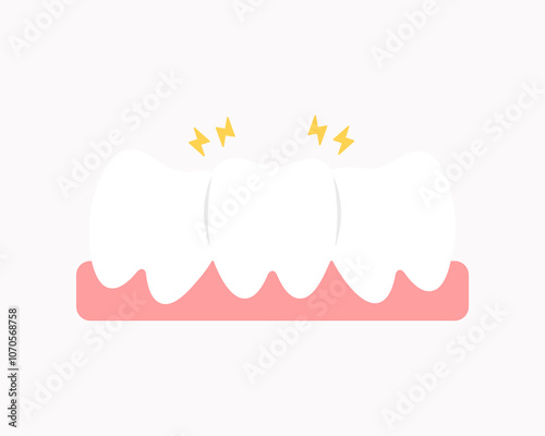 Sick crowded teeth icon. Healthcare, dental, medicine, treatment, hygiene, oral care concepts. Flat vector design isolated illustration.