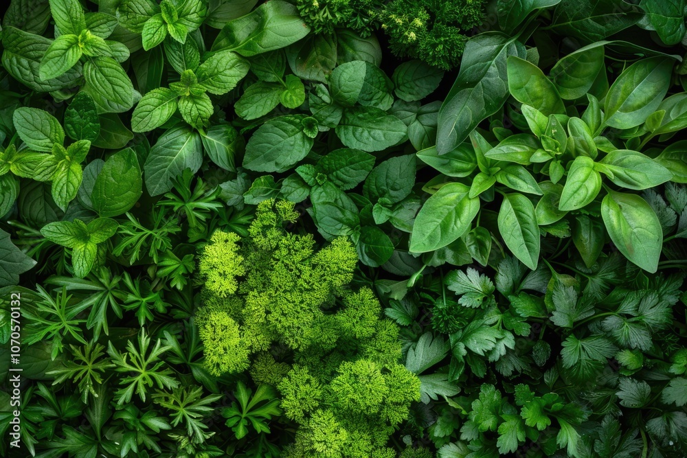 Fototapeta premium Mixed Herbs. Fresh Organic Herb Mix from Garden Background