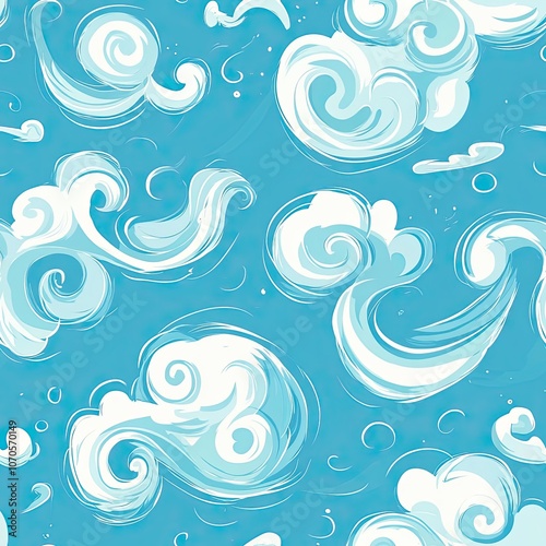 Abstract Swirling Clouds on a Light Blue Background