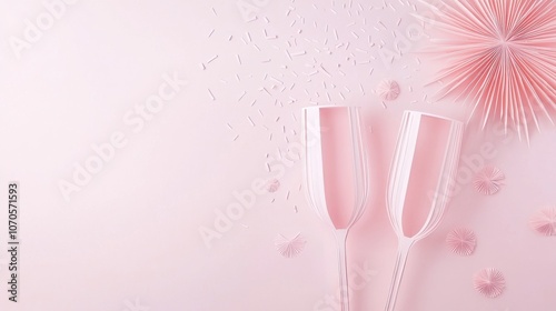Celebrate elegantly with beautiful paper cut champagne glasses clinking together in a festive setting