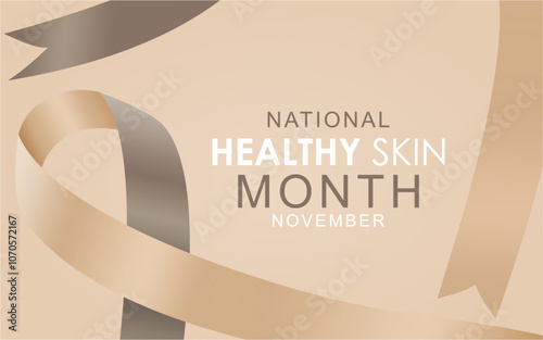 National healthy skin month. background, banner, card, poster, template with wavy ribbon. Vector illustration.