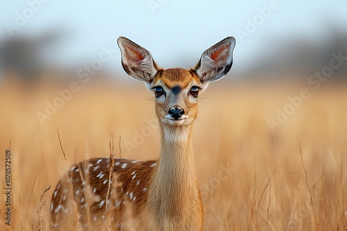 Curious Fawn Looking Up at the Golden Hour