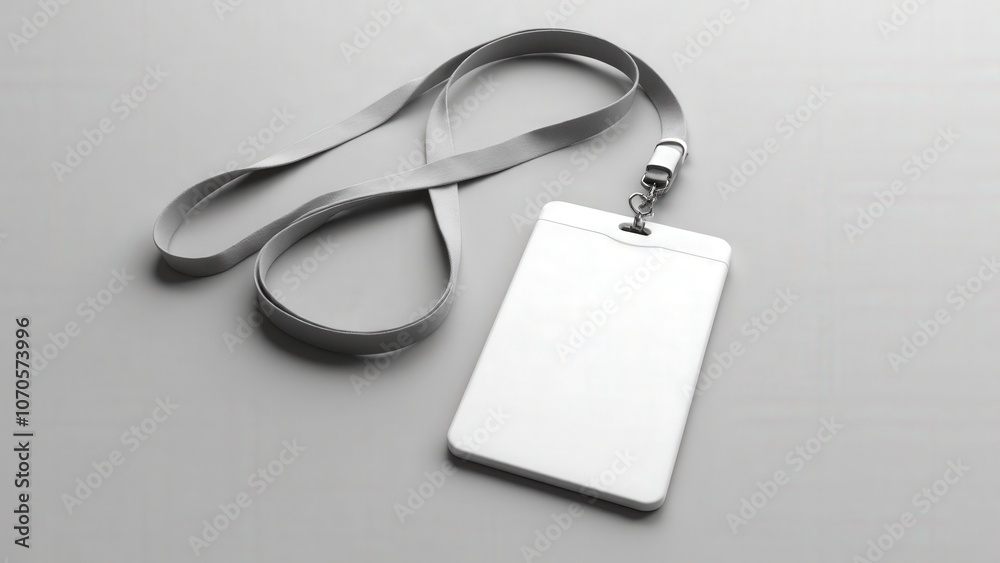 Lanyard with badge mockup featuring clean white badge on a textured lanyard. Lanyard with badge mockup featuring clean white badge on a textured lanyard.