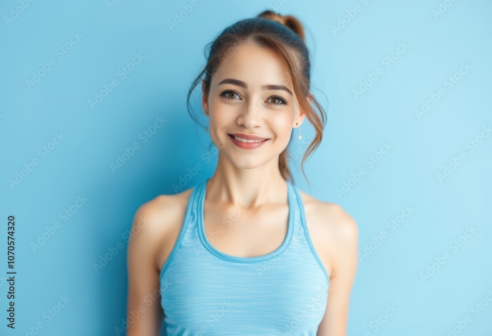 Smiling Woman in Sportswear Embraces Fitness Lifestyle Smiling Woman in Sportswear Embraces Fitness Lifestyle