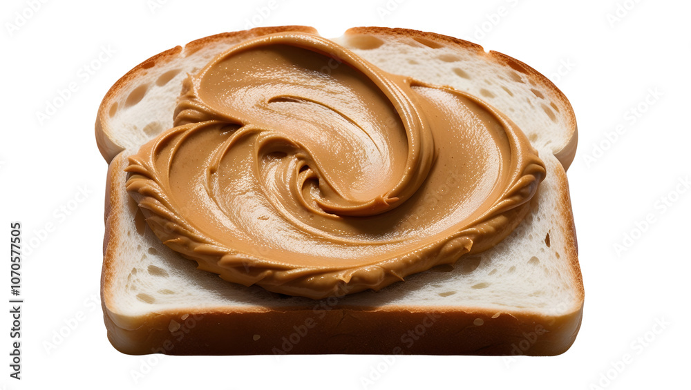 Slice of White Bread with Swirled Peanut Butter Spread Slice of White Bread with Swirled Peanut Butter Spread