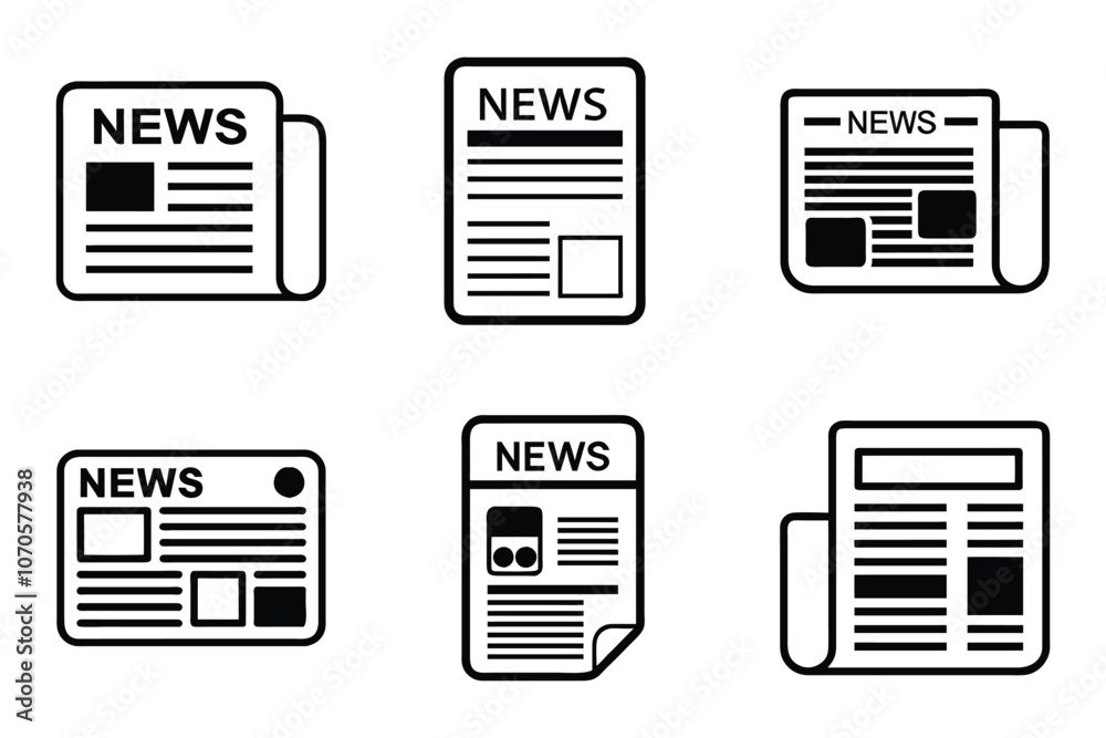 News icon bundle set in vector News icon bundle set in vector