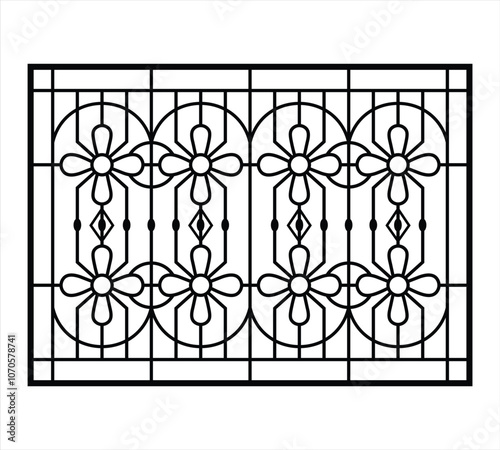 Iron steel window grill design silhouette vector