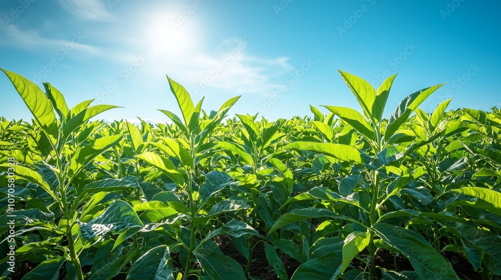 Fototapeta premium Vibrant Avocado Orchard Under Clear Blue Sky