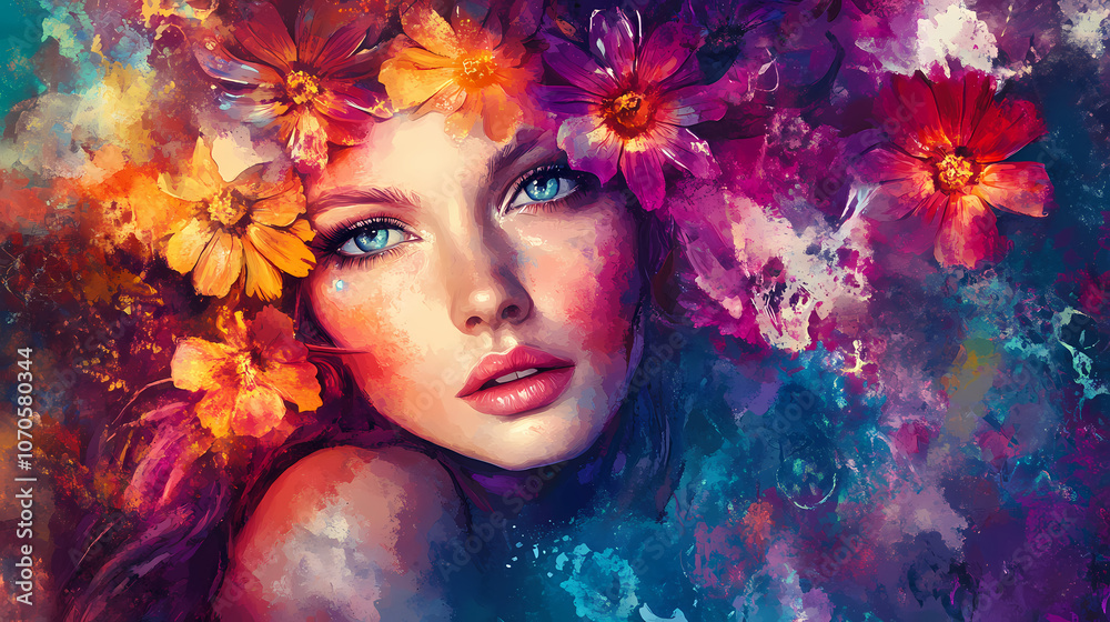 portrait of a person with a flower portrait of a person with a flower