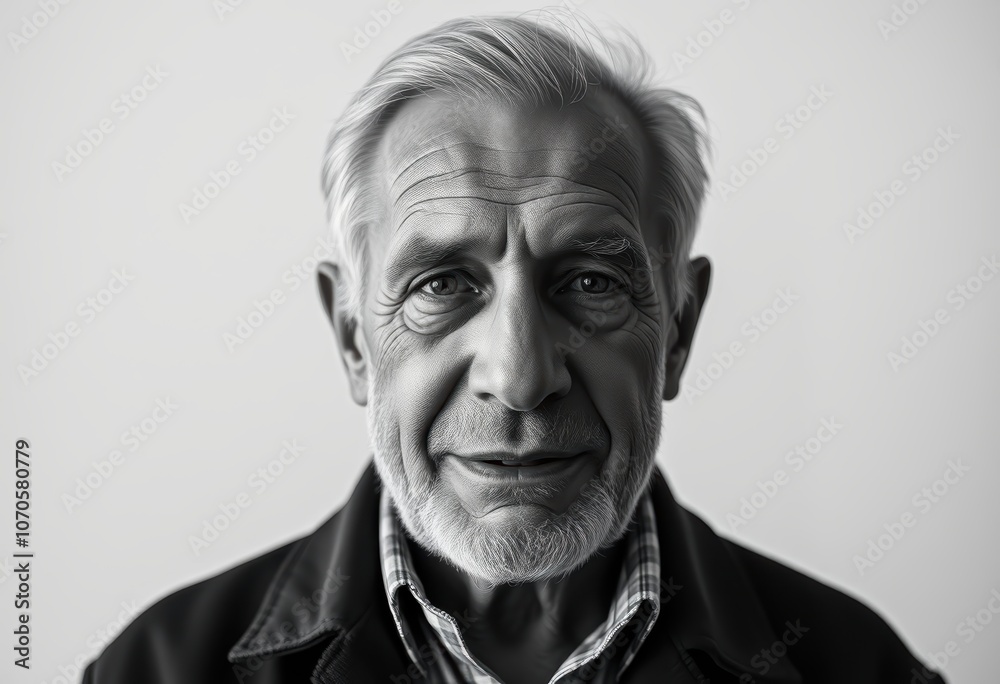 Fototapeta premium Portrait of a Thoughtful Elderly Man Embracing Life's Wisdom