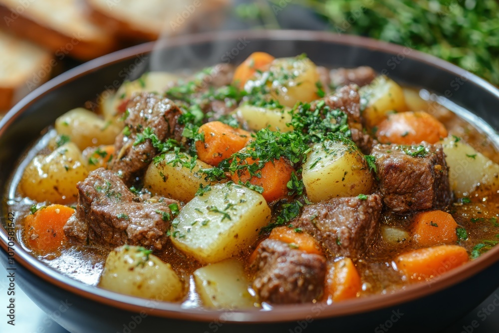 Hearty beef stew with carrots and potatoes Hearty beef stew with carrots and potatoes