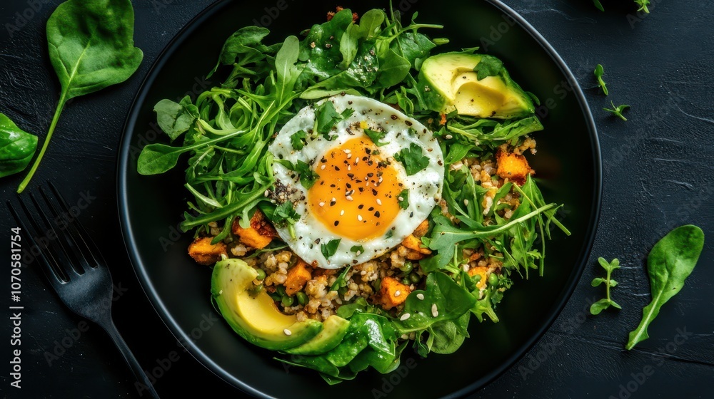 Golden perfection, a crispy fried egg on plate, ready to enhance your breakfast experience Golden perfection, a crispy fried egg on plate, ready to enhance your breakfast experience