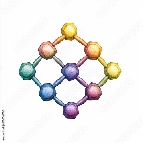 Colorful molecular structure on a white isolated background photo