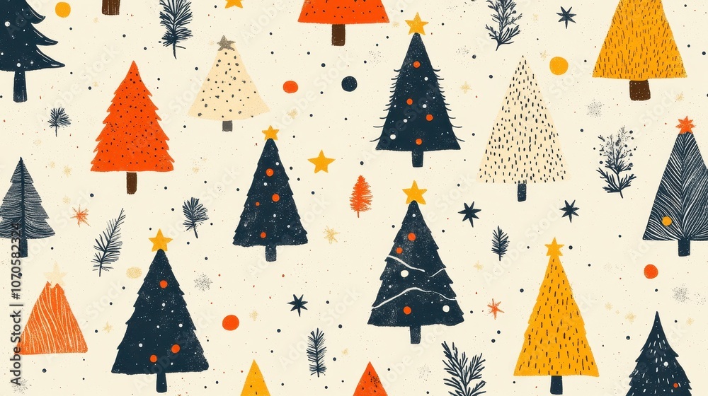 Charming Minimalist Christmas Tree Pattern Background