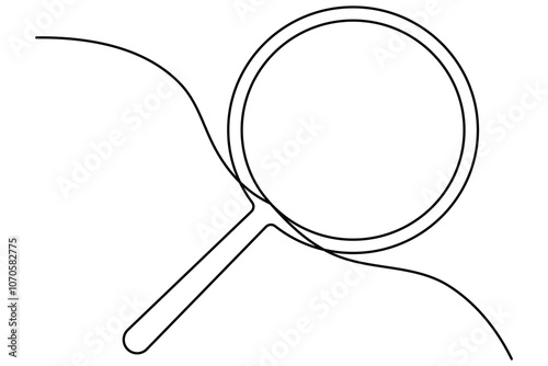 Magnifying glass in continuous one line drawing of Magnifying glass search symbol isolated vector illustration