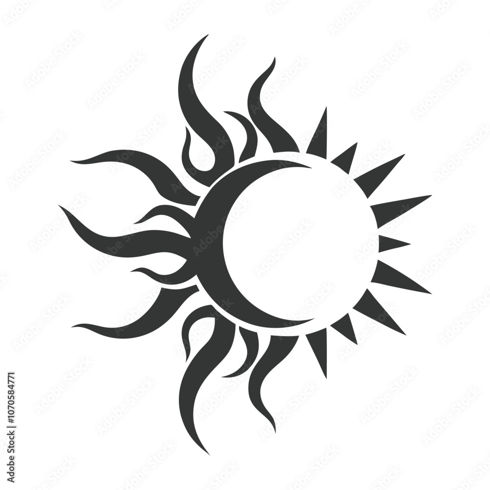 Celestial Sun Moon Silhouette Vector Design. Celestial Sun Moon Silhouette Vector Design.