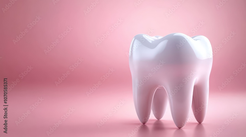 Vibrant pink background showcases single tooth, ideal for dental health and hygiene projects Vibrant pink background showcases single tooth, ideal for dental health and hygiene projects