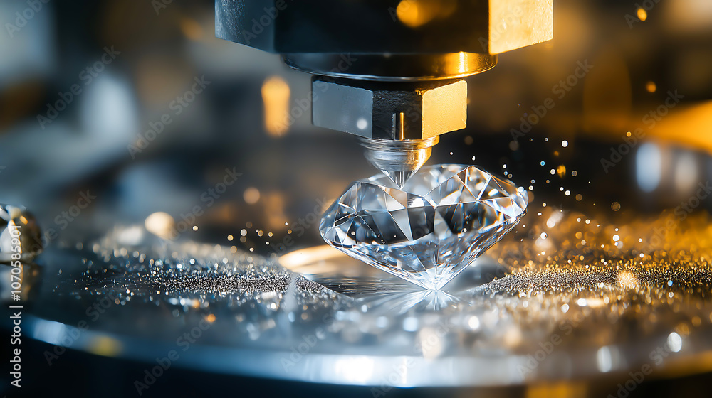 A diamond cutting process using precision machinery. The machinery high tech cutting diamond
A diamond cutting process using precision machinery. The machinery high tech cutting diamond
