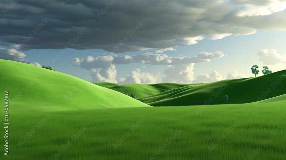 Lush Green Landscape Under Dramatic Sky Lush Green Landscape Under Dramatic Sky
