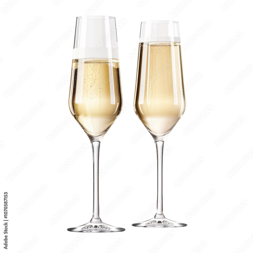 Two glasses of champagne isolated on transparent or white background Two glasses of champagne isolated on transparent or white background