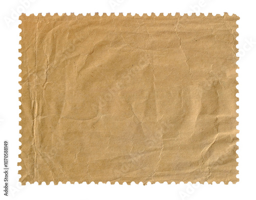 Obraz na płótnie crumpled old paper paper blank postage stamp with empty design space on transparent background w salonie