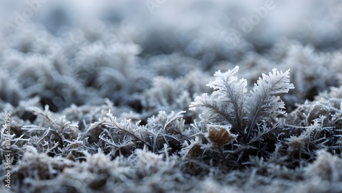 Frosty lce texture close up of cold textured surface evoking winter atmosphere and chilling beauty  photo