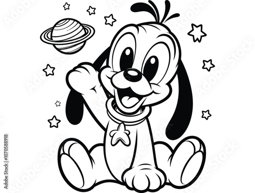 Space planet coloring pages for kids, solar system line art