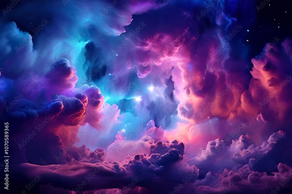 Naklejka premium colorful nebula purple and blue cosmic cloud formation