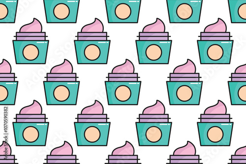 Seamless pattern background with beauty salon equipment icons