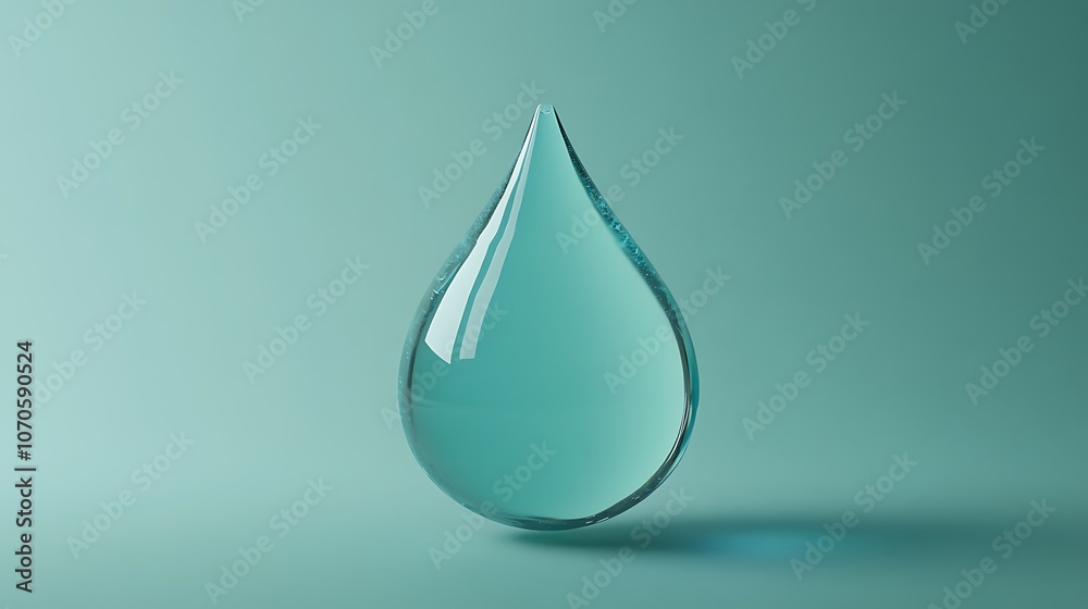Fototapeta premium Water droplet style 3D 8.8 with a soft blue gradient background