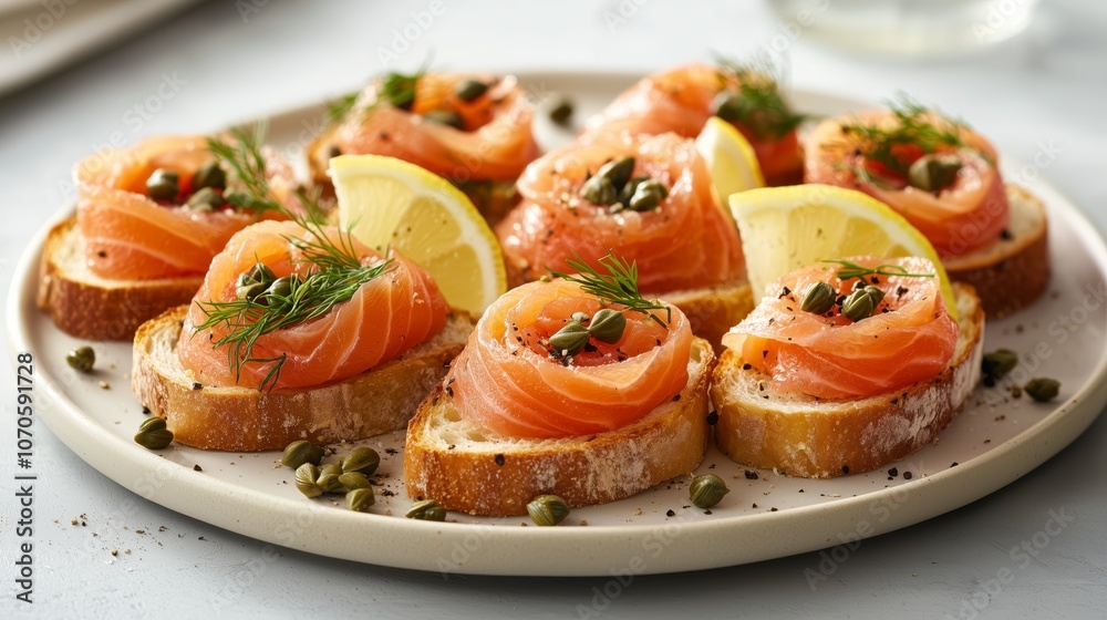 Elegant Appetizer Plate with Smoked Salmon Elegant Appetizer Plate with Smoked Salmon