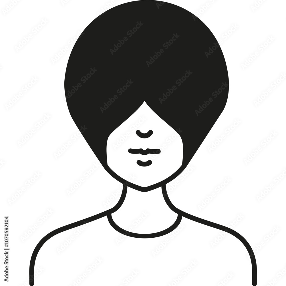 Simple Black and White Illustration of a Person With a Distinct Hairstyle, Suitable for Various Design Uses Simple Black and White Illustration of a Person With a Distinct Hairstyle, Suitable for Various Design Uses