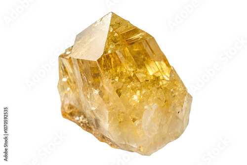 High-Quality Golden Citrine Crystal Specimen - Natural Gemstone Mineral isolated on transparent background