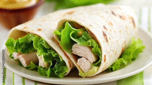 Fresh Chicken Wraps with Lettuce and Sauce