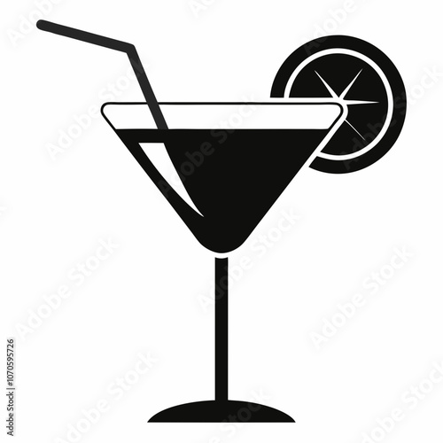 Cocktail silhouette vector set, Club Cocktail Glass Vector Symbol., Icon, illustration