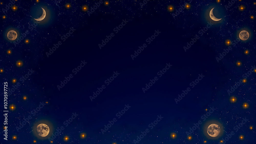 Fototapeta premium Abstract night sky with stars and clouds. Space for your text.