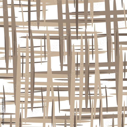 Simple background of beige abstract intersecting stripes on white background.