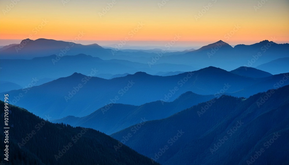 blue mountain range fading into the distance at sunset blue mountain range fading into the distance at sunset