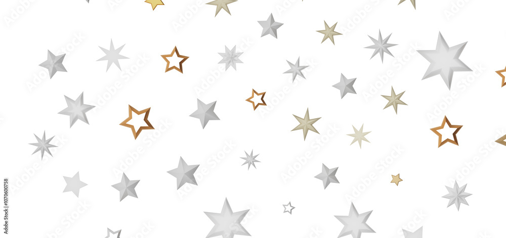 An abstract illustration of stars in various shades of gold and silver against a black background. An abstract illustration of stars in various shades of gold and silver against a black background.