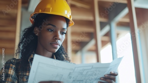 Blueprints and Building: Young Engineer Ensuring Quality on Site