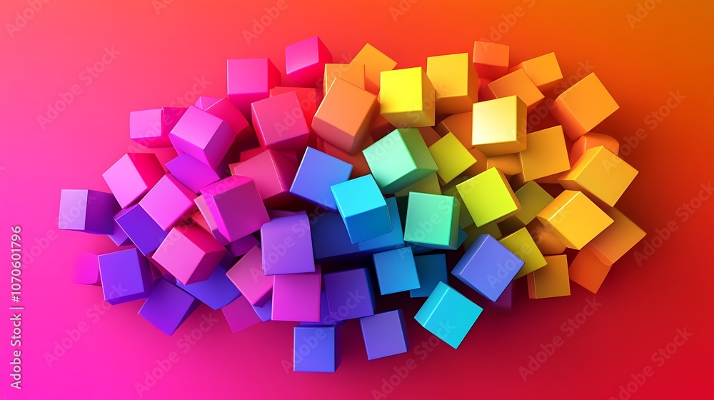 Obraz premium Bright rainbow-colored 3D 6.6 with a gradient backdrop