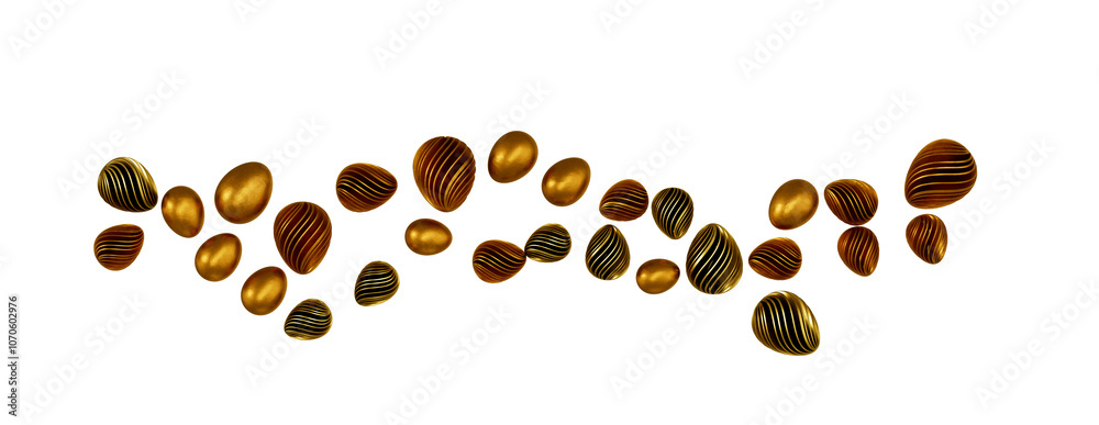 Easter horizontal border with gold eggs Easter horizontal border with gold eggs