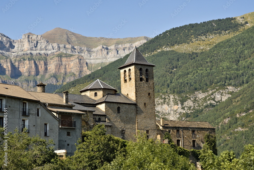 view of the spanish village in the pyrenees of torla view of the spanish village in the pyrenees of torla