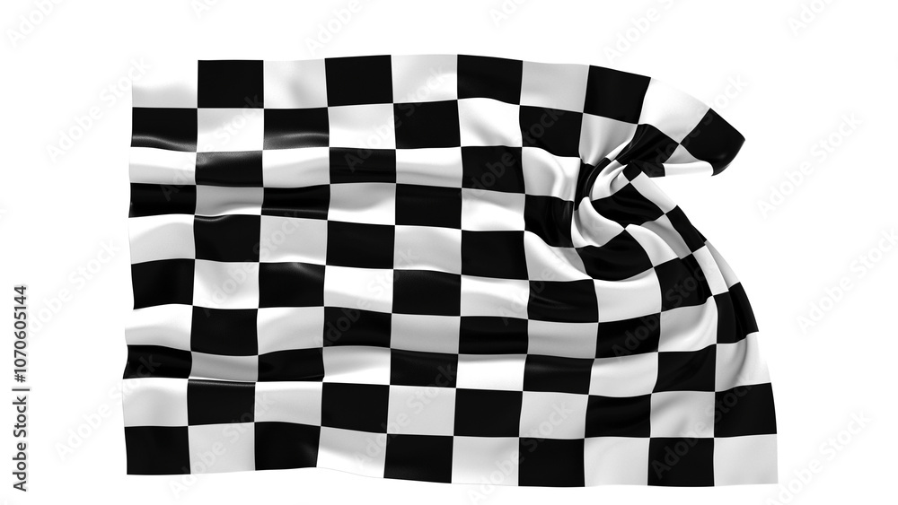 Fototapeta premium The checkered flag waves in the wind signaling the end of a race Victory is in sight