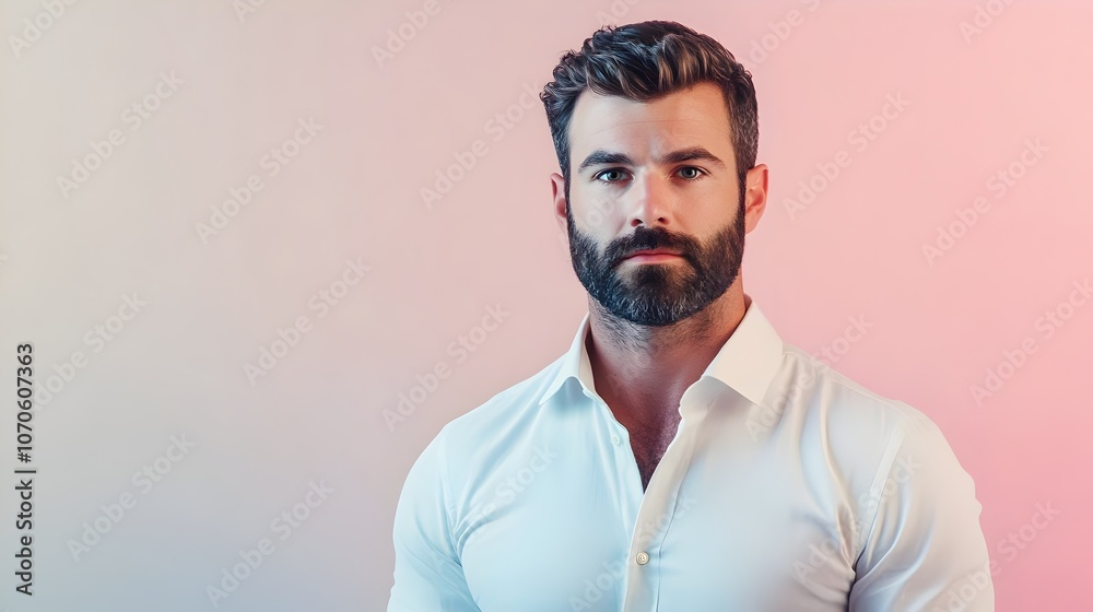 portrait of stylish man isolated on pastel background pastel backgound. A serious, attractive, and motivated model man, is isolated against a soft over white pastel color background. portrait of stylish man isolated on pastel background pastel backgound. A serious, attractive, and motivated model man, is isolated against a soft over white pastel color background.
