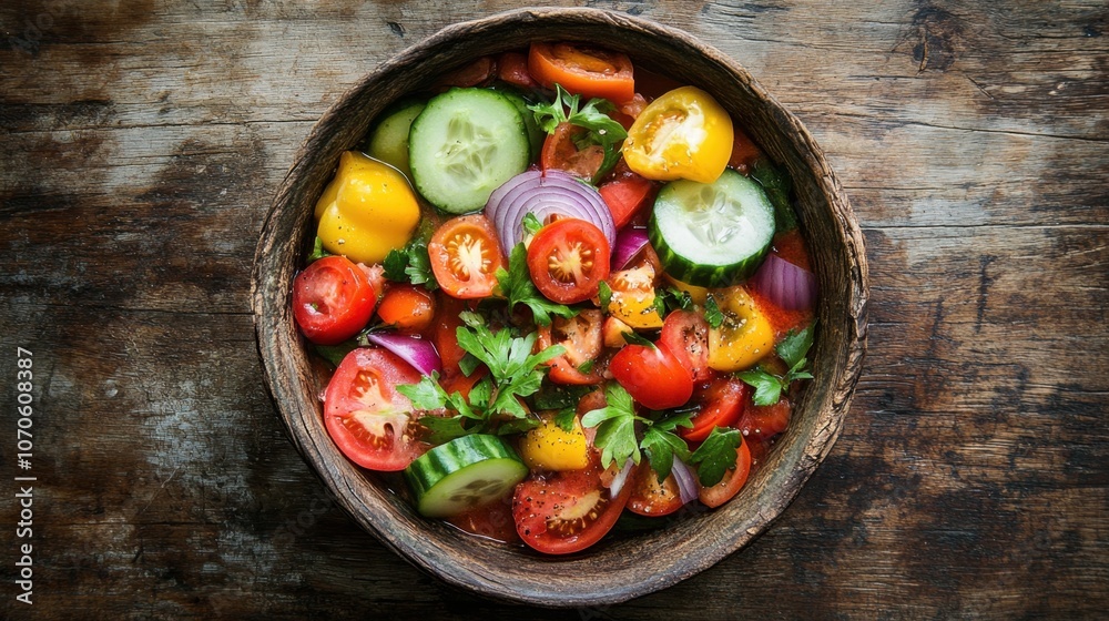 Fresh Garden Salad in Rustic Wooden Bowl Fresh Garden Salad in Rustic Wooden Bowl